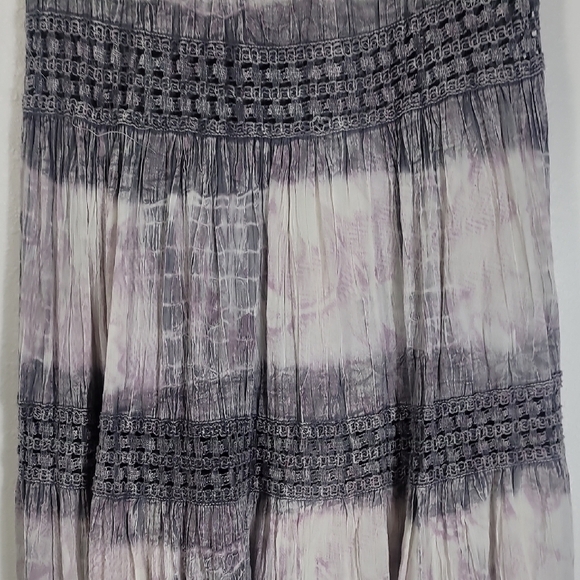 Y2K Vintage Women Tiered Tie Dye Maxi Skirt Size S Hippie Boho Crochet Fairy - Picture 3 of 12